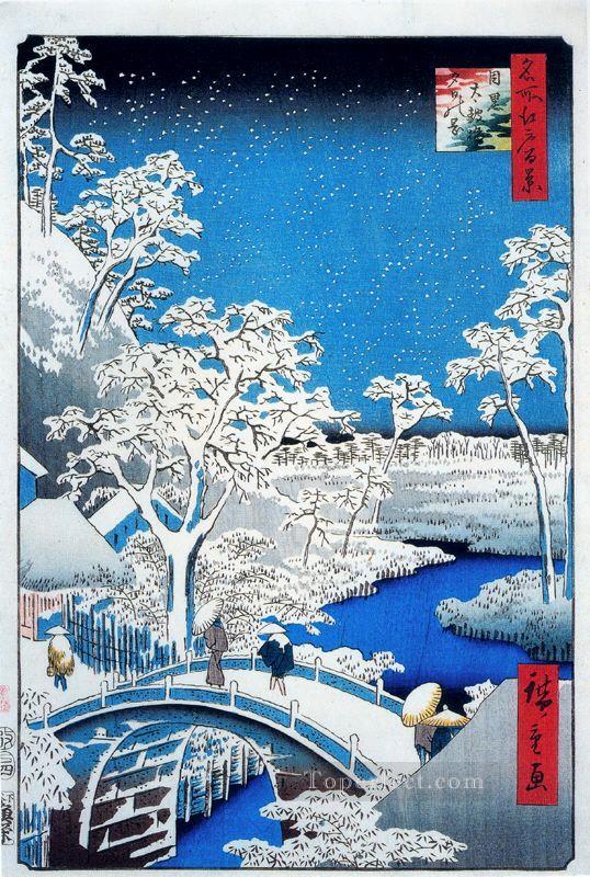 drum bridge and setting sun hill meguro Utagawa Hiroshige Ukiyoe Oil Paintings